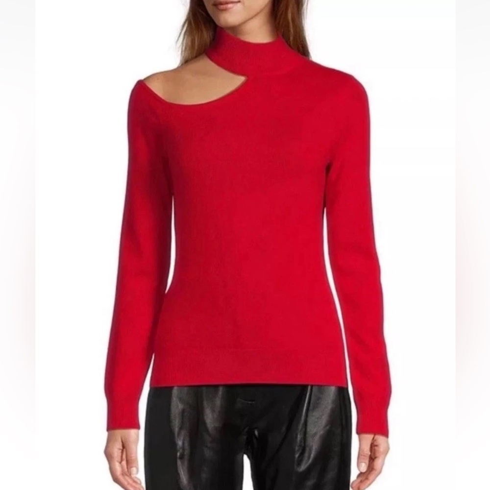 NWT Antonio Melani  Tina Cut-out Turtleneck Cashmere Sweater  Size  XL Red $149